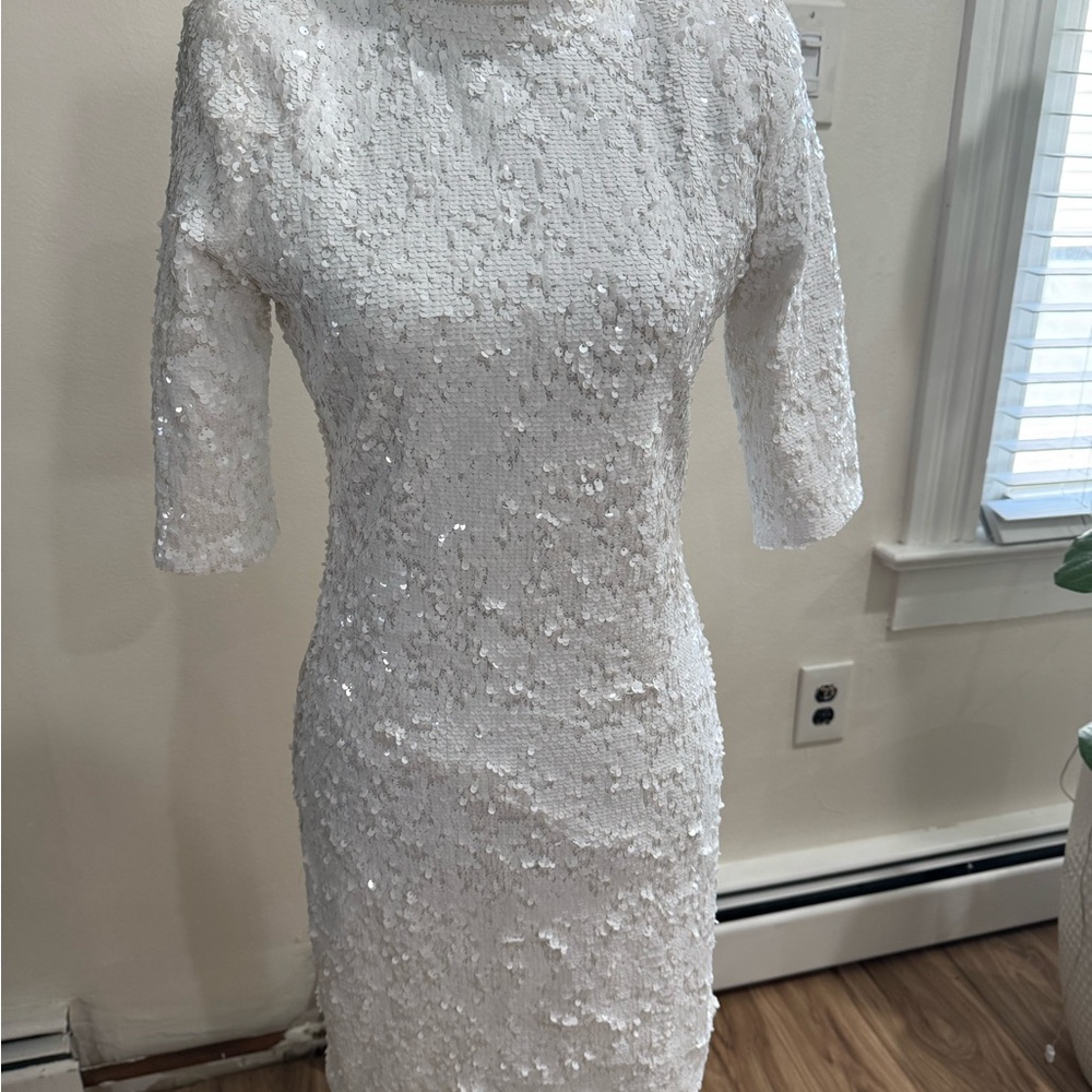 Elegant White Sequin Dress